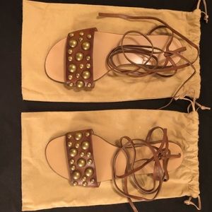 Michael Kors Collection Mica Leather LaceUp Sandal